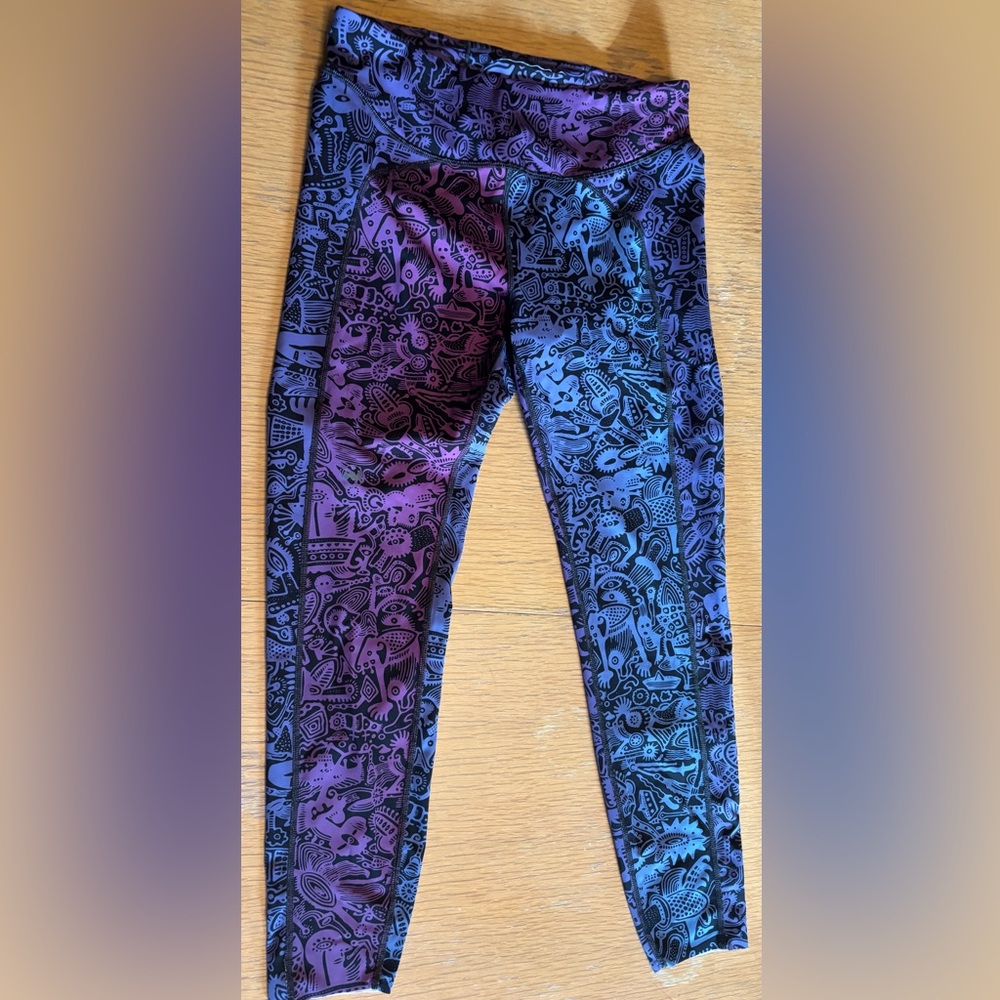 Janji Women’s Purple and Blue Patterned Joggers  Size Medium  RARE
